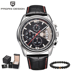 PAGANI DESIGN Mens watches Chronograph outdoor sports waterproof leather strap quartz-watch men student fashion wristwatch male