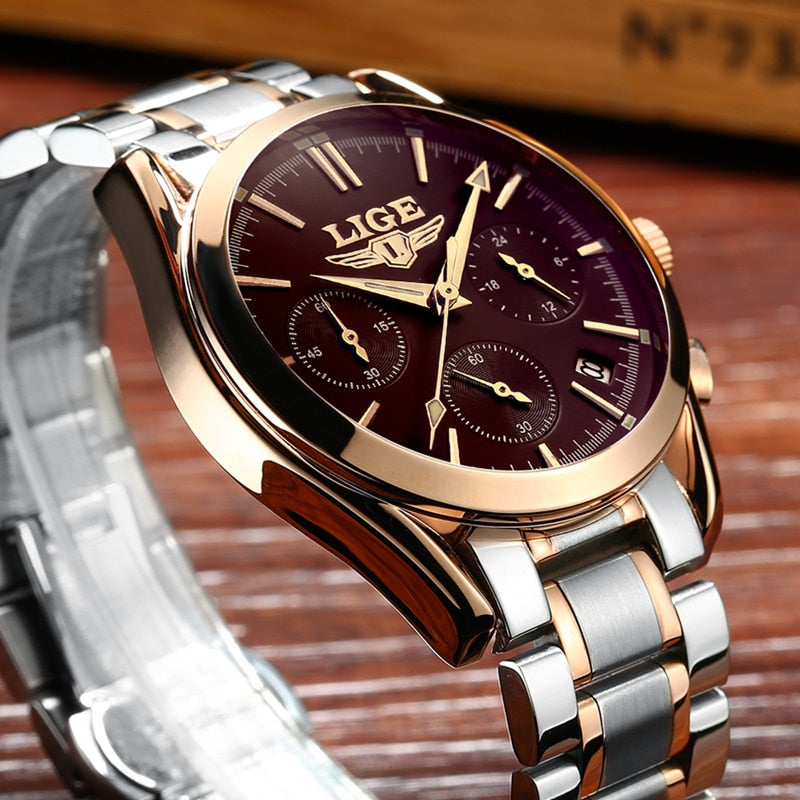 Watches Men LIGE Brand Full Steel Military Watches Men's Quartz Clock Men Business Watch Sport Waterproof WristWatch Man Relojes