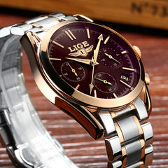 Watches Men LIGE Brand Full Steel Military Watches Men's Quartz Clock Men Business Watch Sport Waterproof WristWatch Man Relojes