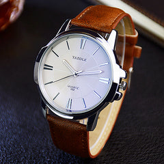 Newest YAZOLE Mens Watches Top Brand Luxury Blue Glass Watch Men Watch Waterproof Leather Roman Men's Watch Male Clock relojes