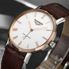 2018 New GUANQIN Watch Rose Gold Men Watch Slim Men Watch 30m Waterproof Clock Man Automatic Mechanical Wristwatches GQ80029-A