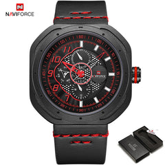 NAVIFORCE Men's Creative Military Sports Watches Leather Waterproof Wristwatch Fashion Quartz Clock Relogio Masculino Male 2019