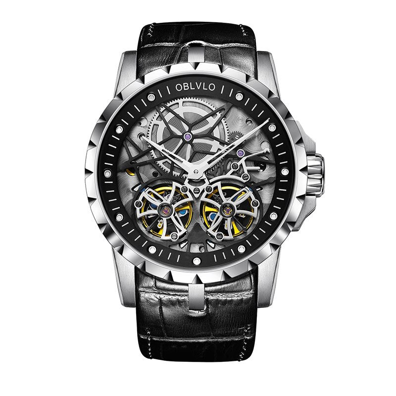 2019 New Arrival OBLVLO Luxury Rose Gold Transparent Watches Tourbillon Automatic Military Watches Men Relogio Masculino OBL3606
