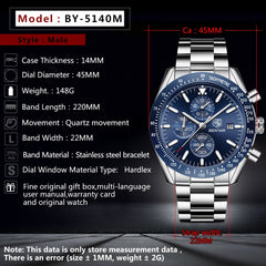Men Watch BENYAR Top Brand Luxury Full Steel Business Quartz Watch Men Casual Waterproof Sports Watches Clock Relogio Masculino