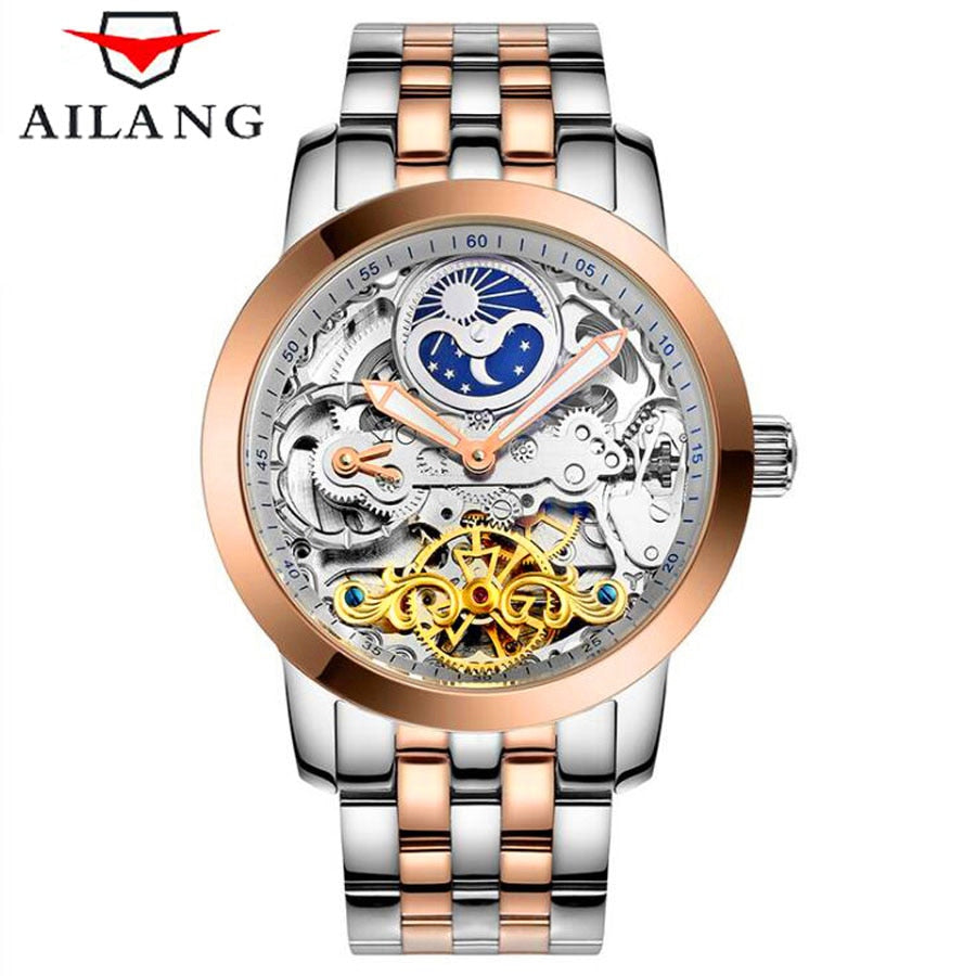 AILANG 2017 New Luxury Casual Clock Men Automatic Watch Skeleton Business Watch Mechanical Relogio Male Montre Watch Mens Reloje