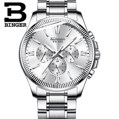 2019 Genuine Luxury BINGER Brand Men watch Self-wind waterproof full steel automatic mechanical male week month display fashion