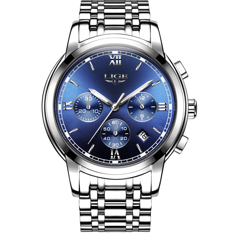 LIGE Watches Men Luxury Brand Fashion Business Quartz Man watch Six Pin Sport Waterproof Clock watch men Full Steel Wristwatches