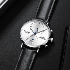 Mens Waterproof Watches Leather Strap Slim Quartz Casual Business Mens Wrist Watch Top Brand Belushi 537 Male Clock 2019 Fashion