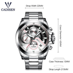 CADISEN 2019 Watch Men Top Brand Luxury Military Army Sports Casual Waterproof Mens Watches Quartz Stainless Steel Wristwatch