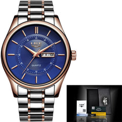 LIGE Men Watch 30m Waterproof Mens Watches Top Brand Luxury Steel Watch Chronograph Male Clock Casual sport relojes hombre