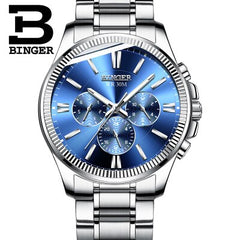 2019 Genuine Luxury BINGER Brand Men watch Self-wind waterproof full steel automatic mechanical male week month display fashion