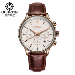 2017 Top Luxury Brand OCHSTIN Men Sports Watches Men's Quartz Date Clock Man Leather Military Wrist Watch Male Relogio Masculino