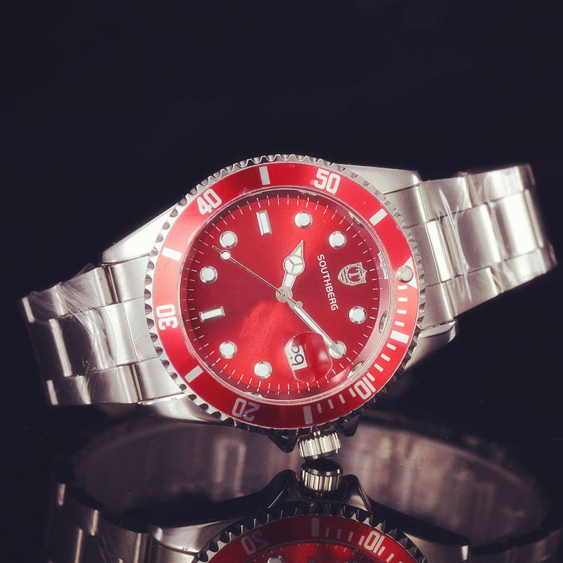 2017 2016 Luxury role Fashion Mens Watches Quartz Steel  SOUTHBERG  Top Brand Green Wrist Watch For Man relogio masculino