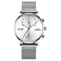 Mens Waterproof Watches Leather Strap Slim Quartz Casual Business Mens Wrist Watch Top Brand Belushi 537 Male Clock 2019 Fashion