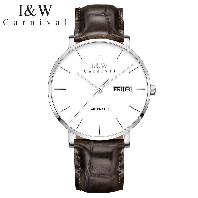 I&W 2018 Original Mens Mechanical Watches Carnival Japan Movement Automatic Watche Men Ultra-Thin 10mm Mens Clock reloj hombre