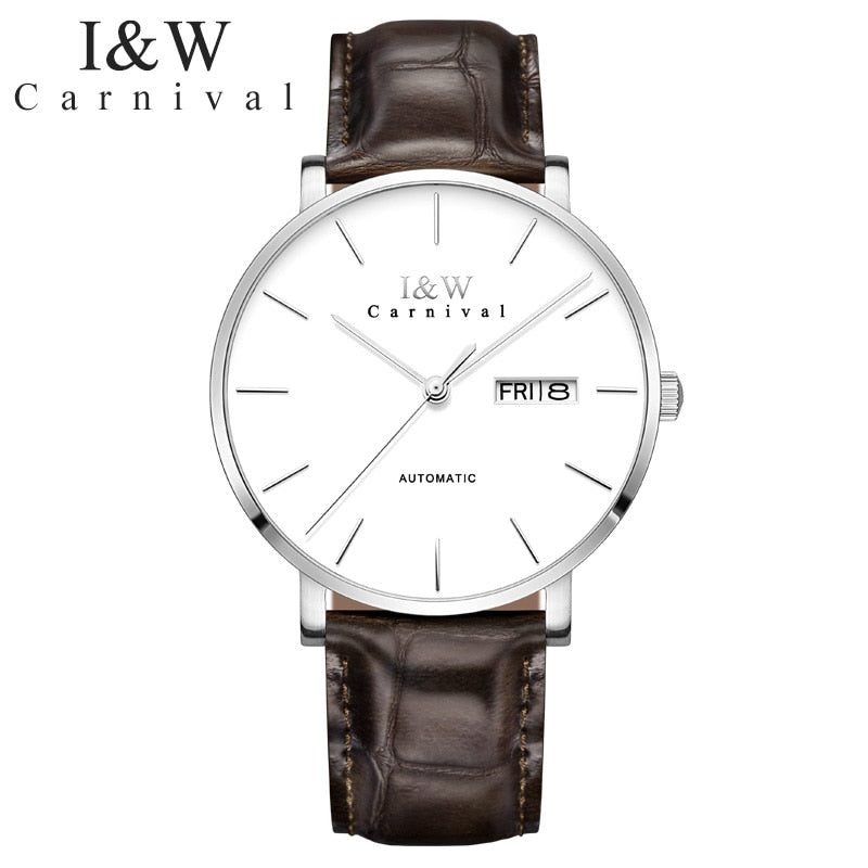 I&W 2018 Original Mens Mechanical Watches Carnival Japan Movement Automatic Watche Men Ultra-Thin 10mm Mens Clock reloj hombre