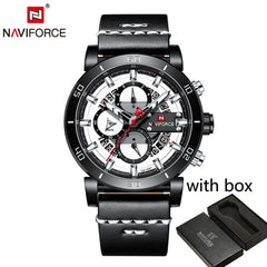 Relogio Masculino NAVIFORCE Men Watch Top Brand Luxury Sport Chronograph Military Army Wristwatch Leather Quartz Male Clock 9131