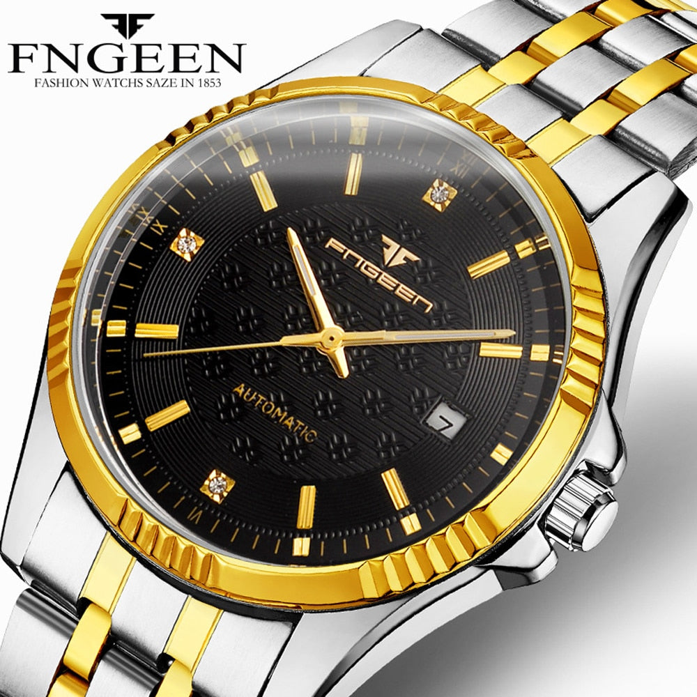 FNGEEN Mechanical Watches Men Hodinky Steel 30M Waterproof Automatic Watch Male Skeleton Wrist Watch Clock Man Mechanical Watch