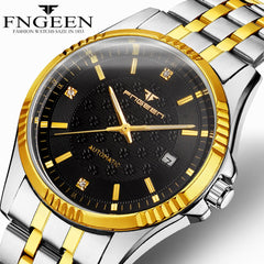 FNGEEN Mechanical Watches Men Hodinky Steel 30M Waterproof Automatic Watch Male Skeleton Wrist Watch Clock Man Mechanical Watch