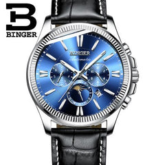 2019 Genuine Luxury BINGER Brand Men watch Self-wind waterproof full steel automatic mechanical male week month display fashion