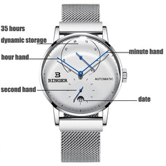 Switzerland BINGER Men Watch Luxury Brand Automatic Mechanical Mens Watches Sapphire Male Japan Movement reloj hombre B-1187-4
