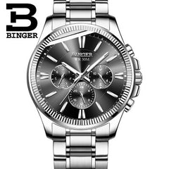 2019 Genuine Luxury BINGER Brand Men watch Self-wind waterproof full steel automatic mechanical male week month display fashion