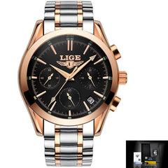 Watches Men LIGE Brand Full Steel Military Watches Men's Quartz Clock Men Business Watch Sport Waterproof WristWatch Man Relojes