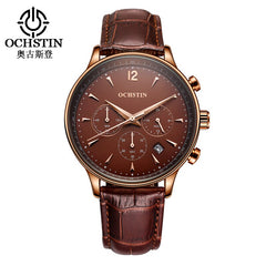 2017 Top Luxury Brand OCHSTIN Men Sports Watches Men's Quartz Date Clock Man Leather Military Wrist Watch Male Relogio Masculino