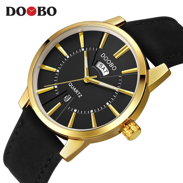 DOOBO Men Watches Top Brand Luxury Gold Male Watch Fashion Leather Strap Casual sport Wristwatch With Big Dial Drop Shipping