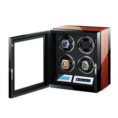 M&Q uhrenbeweger japanese mabuchi motor wooden safe controller led automatic watch winder box