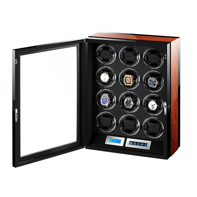 M&Q uhrenbeweger japanese mabuchi motor wooden safe controller led automatic watch winder box