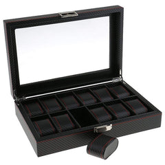 High Carbon Fiber 5  6 10 12 Grid Watch Box Watch Display Storage Box Bracelet Watch Display Slots Case holder Storage Container