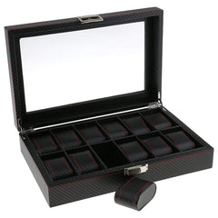 High Carbon Fiber 5  6 10 12 Grid Watch Box Watch Display Storage Box Bracelet Watch Display Slots Case holder Storage Container
