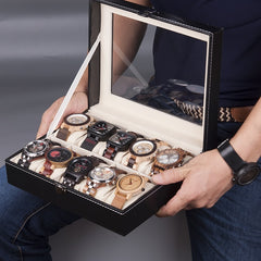 High Carbon Fiber 5  6 10 12 Grid Watch Box Watch Display Storage Box Bracelet Watch Display Slots Case holder Storage Container