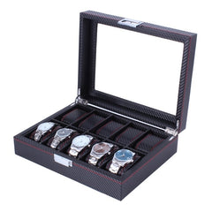 High Carbon Fiber 5  6 10 12 Grid Watch Box Watch Display Storage Box Bracelet Watch Display Slots Case holder Storage Container