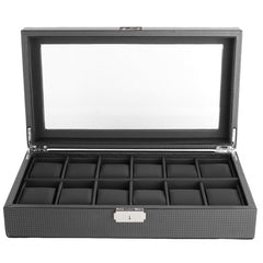 High Carbon Fiber 5  6 10 12 Grid Watch Box Watch Display Storage Box Bracelet Watch Display Slots Case holder Storage Container