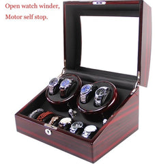 High Quality Watch Winder Open Motor Stop Luxury Automatic Watch Display Box Winders 2-3, 4-0, 4-6 Wood Leather Box Winder