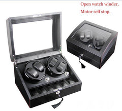 High Quality Watch Winder Open Motor Stop Luxury Automatic Watch Display Box Winders 2-3, 4-0, 4-6 Wood Leather Box Winder