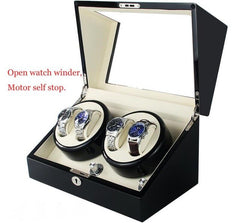 High Quality Watch Winder Open Motor Stop Luxury Automatic Watch Display Box Winders 2-3, 4-0, 4-6 Wood Leather Box Winder