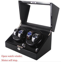 High Quality Watch Winder Open Motor Stop Luxury Automatic Watch Display Box Winders 2-3, 4-0, 4-6 Wood Leather Box Winder