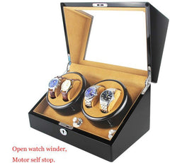 High Quality Watch Winder Open Motor Stop Luxury Automatic Watch Display Box Winders 2-3, 4-0, 4-6 Wood Leather Box Winder