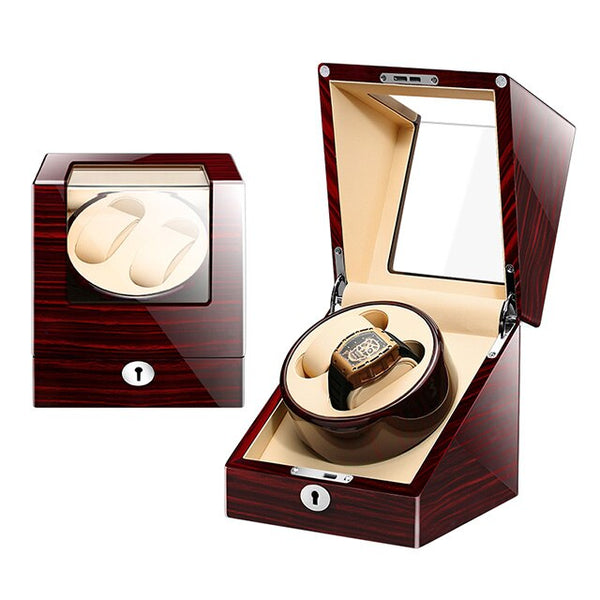 M&Q 2+0 Hot sell Mabuchi motor watch storage display rotating wooden automatic watch winder