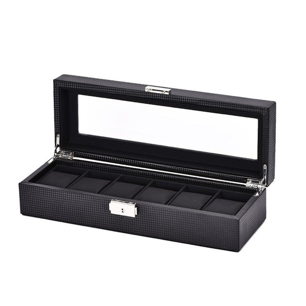 12/6 Grids Carbon Fiber Watch Box Watch Display Storage Box Bracelet Watch Display 12 Slots Case holder Storage Container