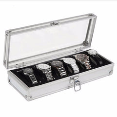 Watch Box 6 Grid Insert Slots Jewelry Watches Display Storage Box Case Aluminium Jewelry Decoration Winder