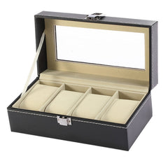 Wholesale PU Leather Watch Box Black Watch Storage Box With Window New Women Jewelry Gift Case Display Package Boxes Case