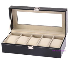 Wholesale PU Leather Watch Box Black Watch Storage Box With Window New Women Jewelry Gift Case Display Package Boxes Case