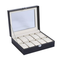 2 6 10 Grids PU Leather Watch Box Case High-end Watch Case PU Watch Display Box Gift Box Transparent Cover Watch