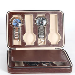Portable 2 4 8 Grids Zipper Watch Box Lover Luxury PU Leather Watch jewelry Case Watch Organizer  jewelry box Holder