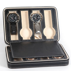 Portable 2 4 8 Grids Zipper Watch Box Lover Luxury PU Leather Watch jewelry Case Watch Organizer  jewelry box Holder