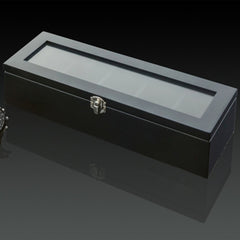 Top 5 Slots Wooden Watch Display Case Black Wood Watch Storage Box With Lock Fashion Wooden Watch Gift Jewelry Cases C023